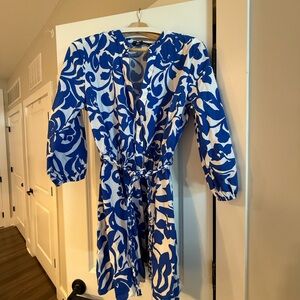 Zara Blue and White Floral Mini Dress